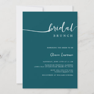 Teal Script Bridal Brunch Invitation