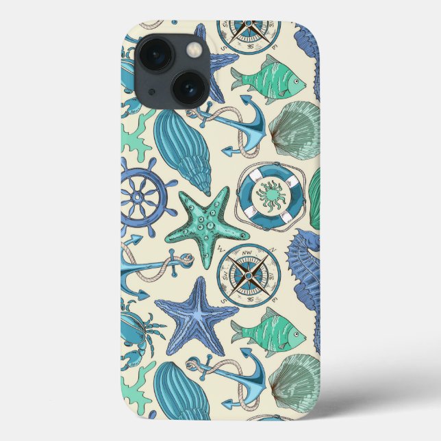 Teal Sea Animals Pattern Case-Mate iPhone Case (Back)