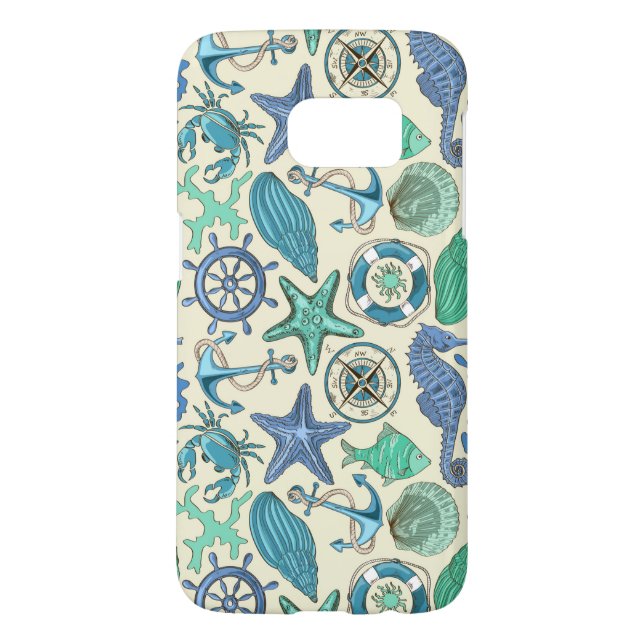 Teal Sea Animals Pattern Case-Mate Samsung Galaxy Case (Back)