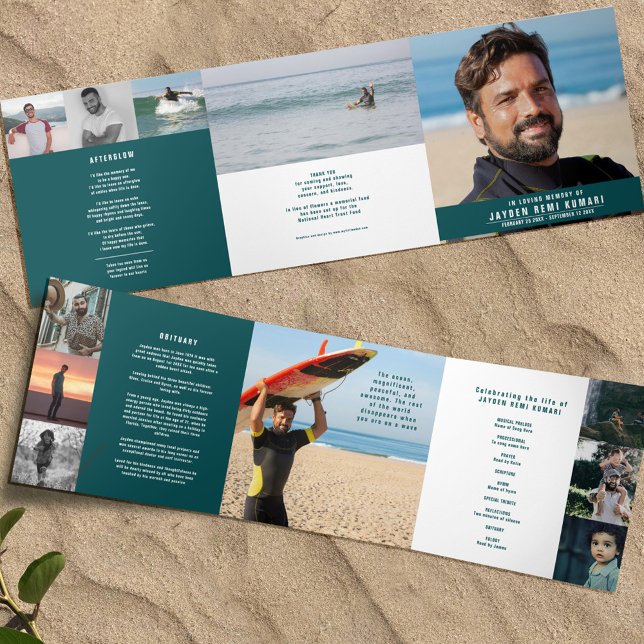 Teal sea green modern graphic coastal Tri-Fold programme (Creator Uploaded)