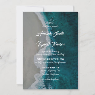 Teal Sea Shore Destination Beach Wedding Invitation