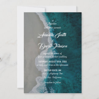 Teal Sea Shore Destination Beach Wedding Invitation