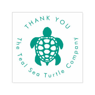 teal sea turtle design self-inking stamp