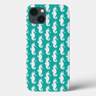 Teal Seahorse Pattern 1 iPhone 13 Case