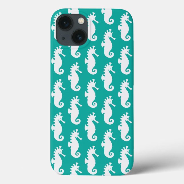 Teal Seahorse Pattern 1 Case-Mate iPhone Case (Back)