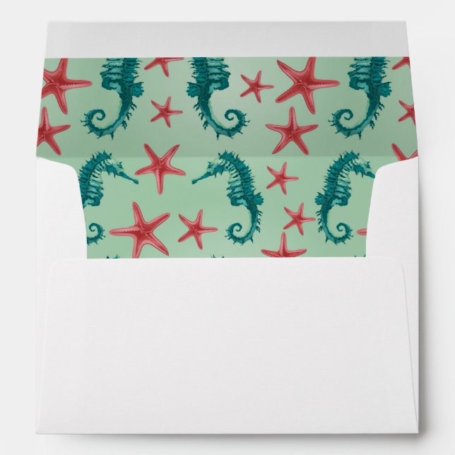 Teal Seahorse Pattern 2 Envelope (Back (Bottom))