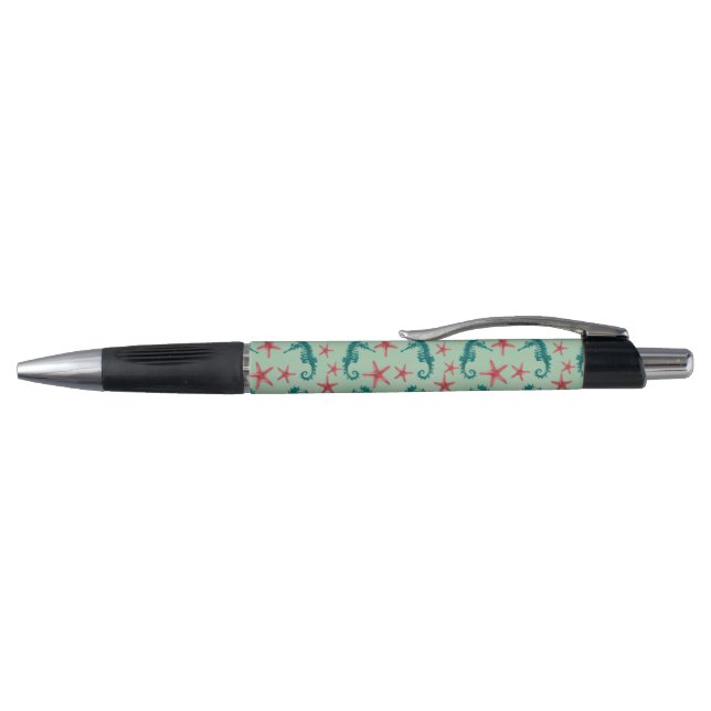 Teal Seahorse Pattern 2 Pen (Top)