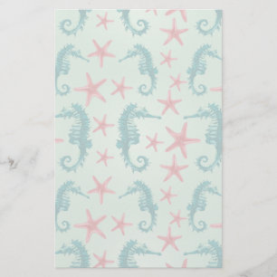 Teal Seahorse Pattern 2 Stationery