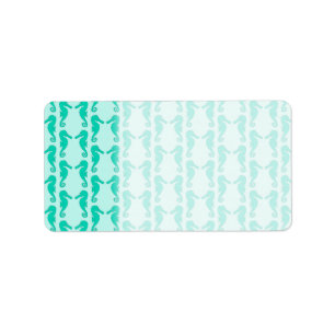 Teal Seahorse Pattern Label