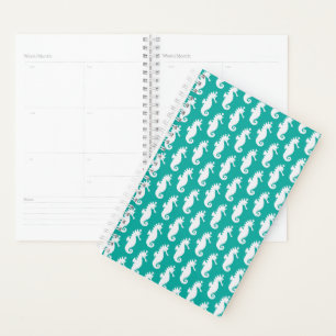 Teal Seahorse Pattern Planner