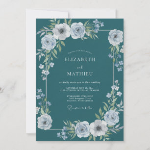 Teal Serene Winter Wedding Invitation