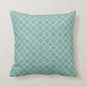Teal Shabby Quatrefoil Throw Pillow