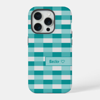 Teal Shades Colour Blocks with Light Grey iPhone 15 Pro Case