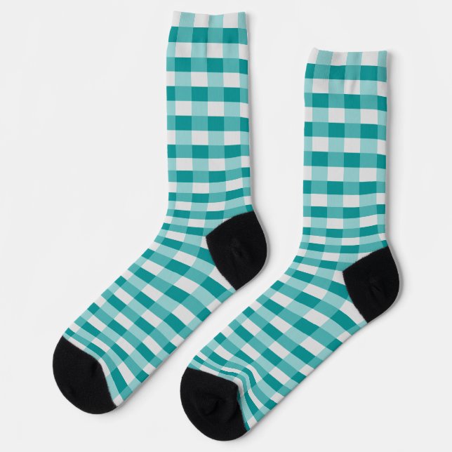 Teal Shades Colour Blocks with Light Grey Socks (Left)