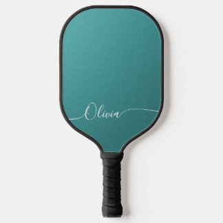 Teal Shimmer Custom Name Pickleball Gift for Her Paddle