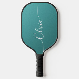 Teal Shimmer Custom Name Pickleball Gift for Her Paddle