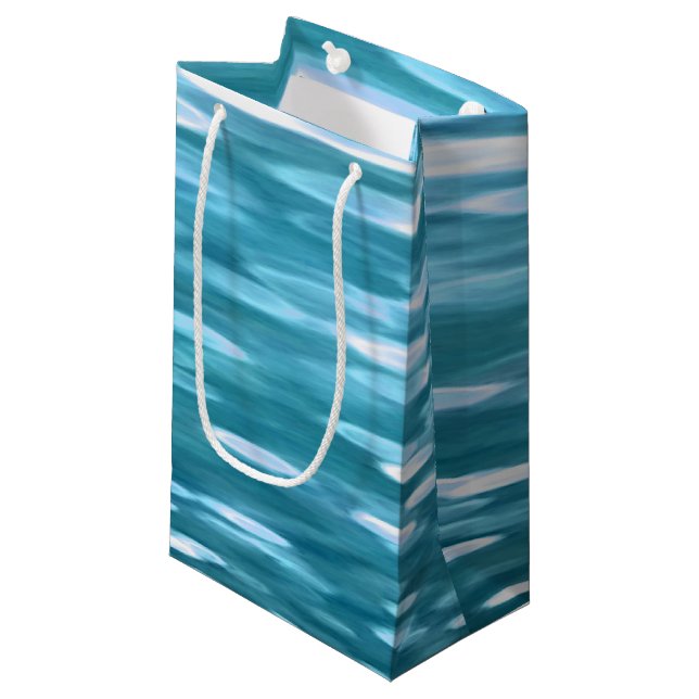 Teal shimmer small gift bag (Front Angled)