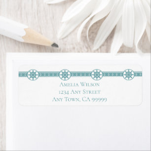 Teal Ships Wheel Return Address Label