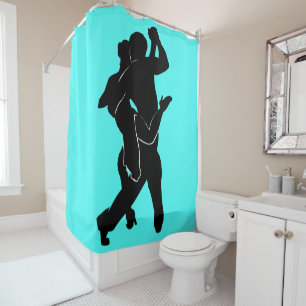 Teal Shower Curtain with Tango Dancers Your Colour