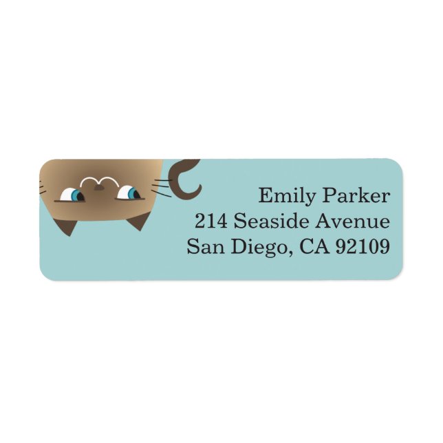 Teal Siamese Cat Return Address (Front)