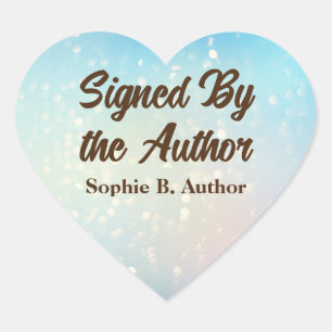 Teal Signed By the Author Book Signing Book Launch Heart Sticker