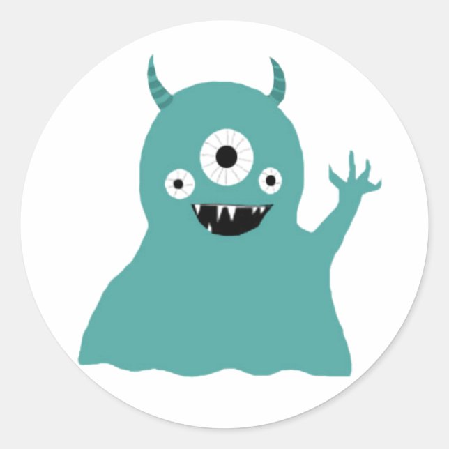 Teal Silly Monster Stickers (Front)
