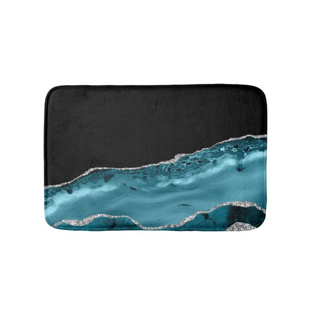 Teal & Silver Agate Bath Mat (Front)