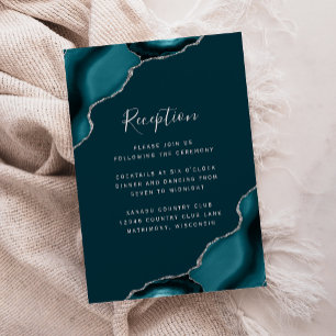 Teal Silver Agate Emerald Green Wedding Reception Enclosure Card