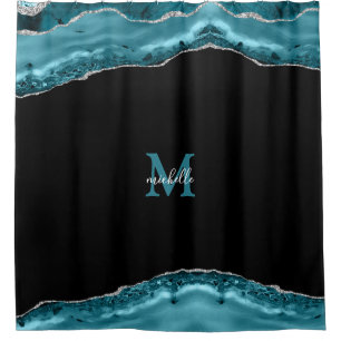 Teal & Silver Agate Personalized Monogram