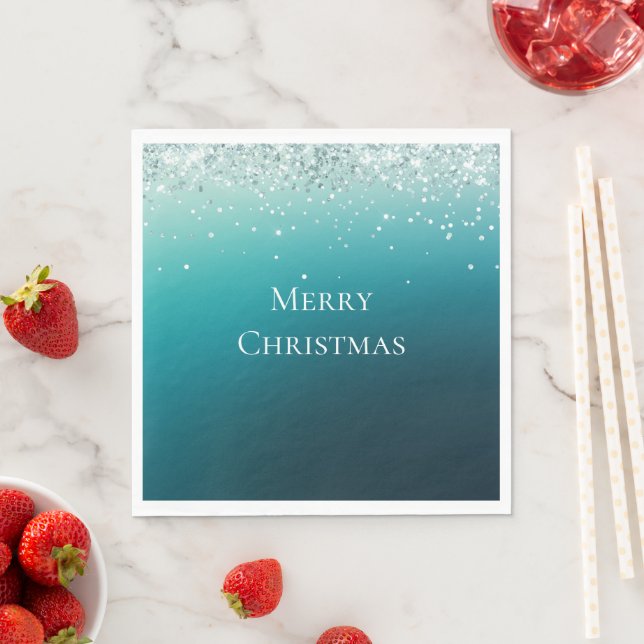 Teal Silver Confetti Napkin (Insitu)