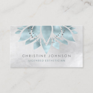 teal silver lotus business card