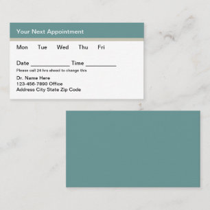 Teal Simple Budget Medical Appointment Cards