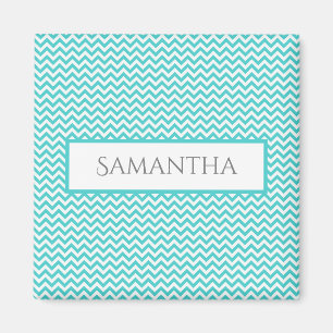 Teal Simple Chevron Personalized Magnet