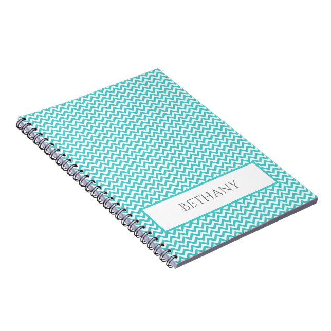 Teal Simple Chevron Personalized Notebook (Right Side)