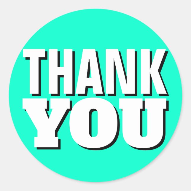 Teal Simple Thank You Classic Round Sticker (Front)