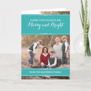 Teal Simply Chic Holiday Photo Card