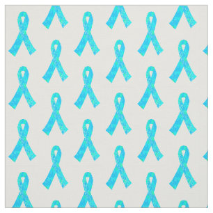 Teal Sky Blue Jigsaw Puzzle Pattern Ribbon Fabric