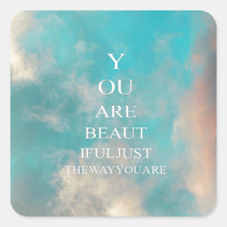 Teal Sky Blue Love Quote Square Sticker