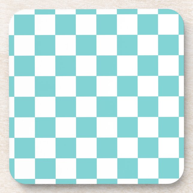 Teal Sky Chequerboard Coaster (Front)