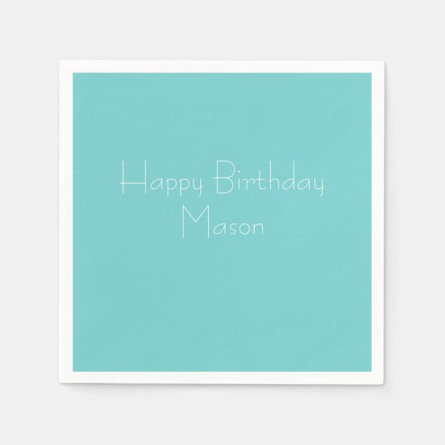 Teal Sky Personalized Party Paper Napkins (Front)