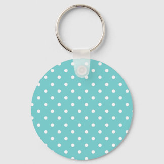Teal Sky Polka Dot Keychain