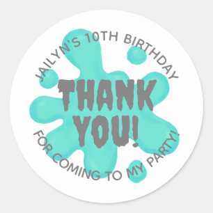 Teal Slime Party Favour Sticker