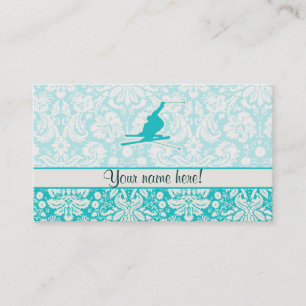 Teal Snow Skiing Business Card