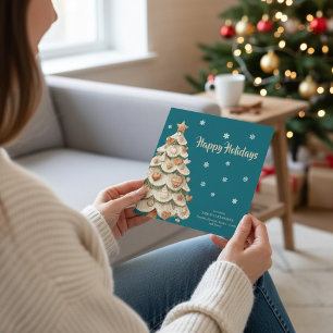 Teal Snowflake Gingerbread Holiday card