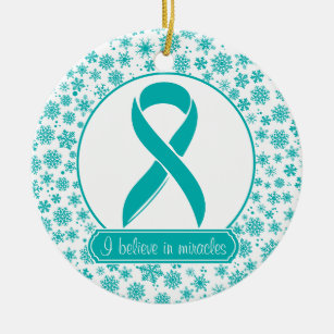 Teal Snowflake Ovarian Cancer Ornament
