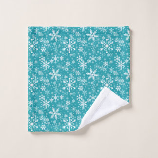 Teal Snowflakes Wash Cloth