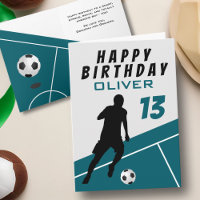 Teal Soccer Player Football Ball Boy Birthday  