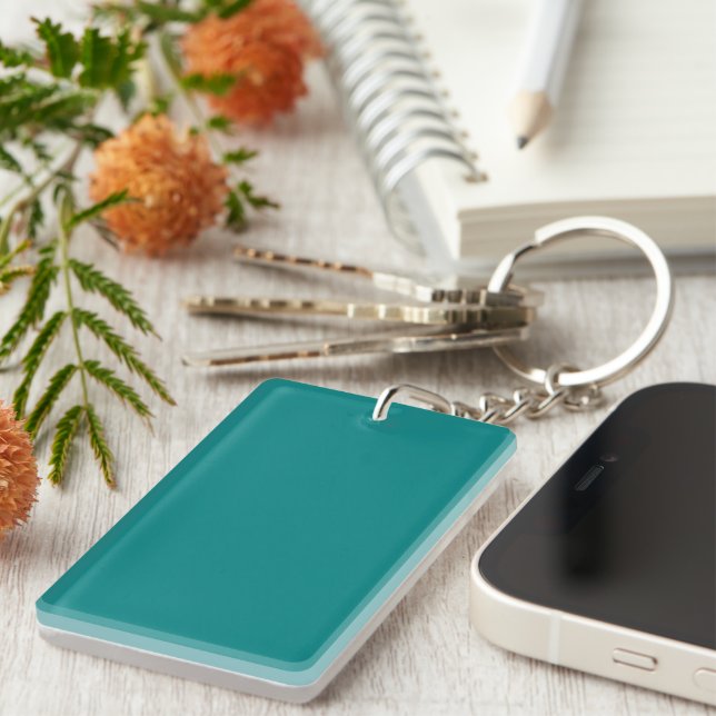 Teal Solid Colour | Classic | Elegant Keychain (Front Right)