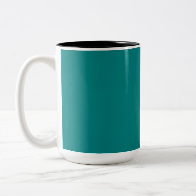 Teal Solid Colour | Classic | Elegant Two-Tone Coffee Mug (Left)