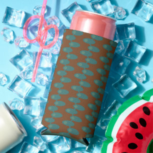Teal Spaceships Seltzer Can Cooler